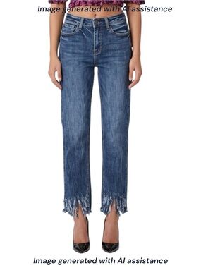Petra153 size 5 (26x26) fringe hem ankle jean